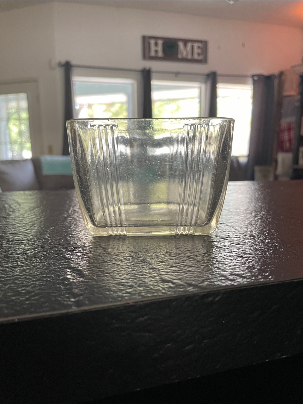 Hazel Atlas Clear Glass Ribbed Fridgie Bowl - Clear 4 1/4 x 4 1/4 x 3